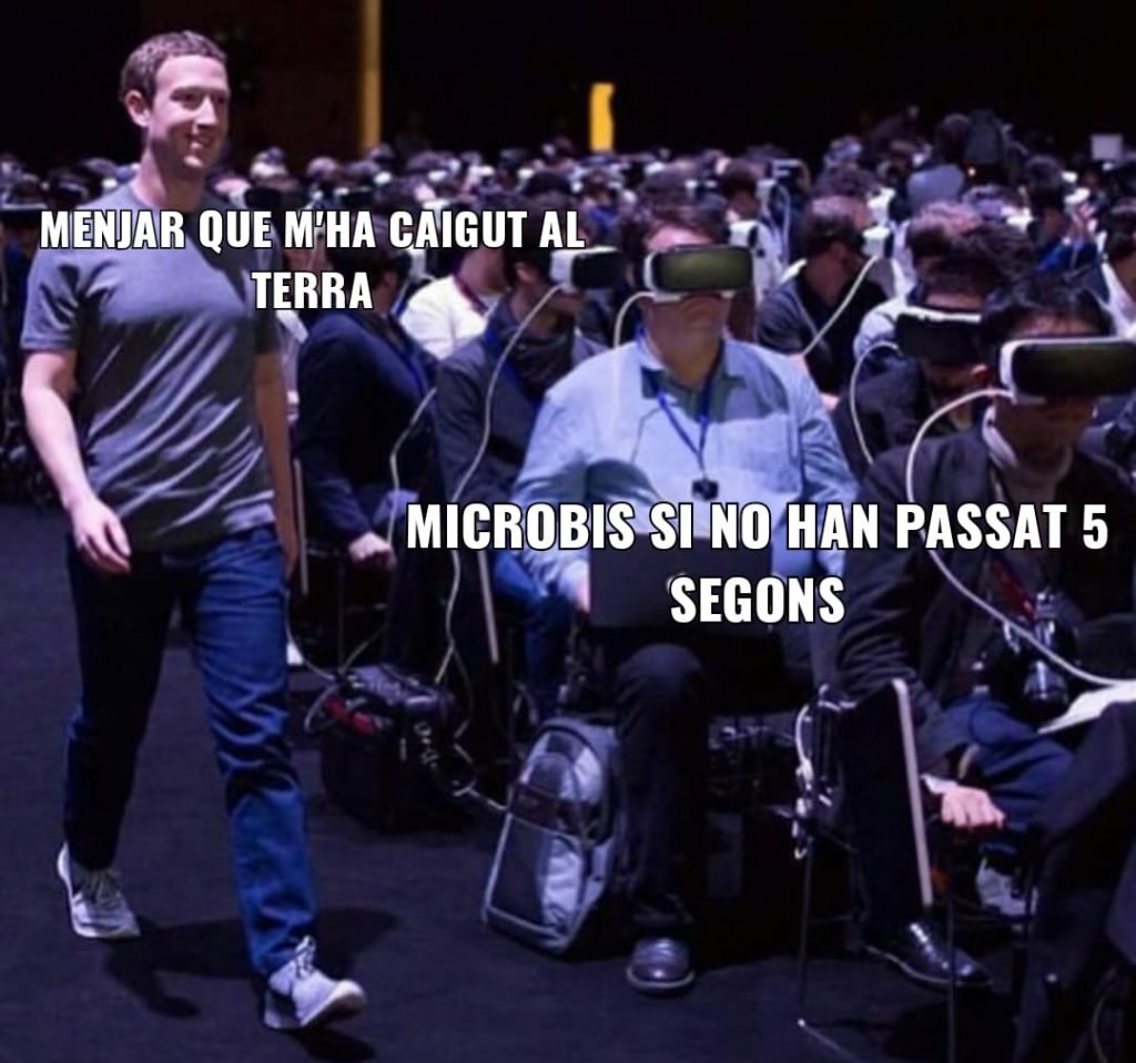 Meme sobre menjar que cau a terra i fins als cinc segons no té micròbis